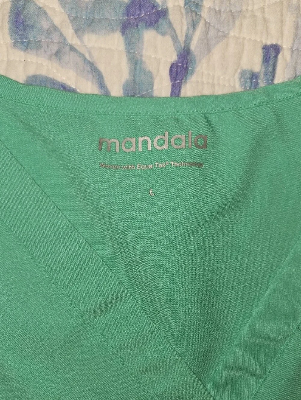 Mandala Seafoam Green Scrub Set - Two-Piece Medical Top & Pants Large Tall Pants